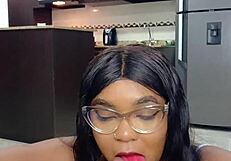 My stepsister, a Colombian beauty, gives me a blowjob and shows me her wealth