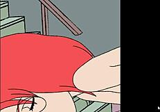 Cartoon porn with a Halloween theme of haunted house