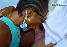 Natural tits and a big black cock in this homemade video of a medical theme