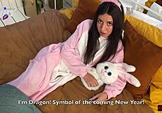 POV Christmas anal sex with an 18-year-old cosplayer