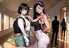 First-time gay experience with a busty teen in 3D hentai