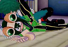 Tsuyu Asui and MT Lady in intense threesome with Izuku