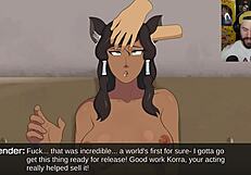 Korra becomes a furry and gets a cum bath in this anime porn
