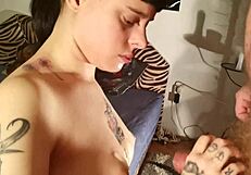 European goth chicks give good blowjobs and get facial cumshots