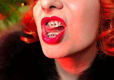 Arya, the goddess of fetish, in lipstick and leather