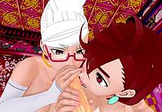 Seiko and Momo perform a sex ritual on Okarun in this anime porn