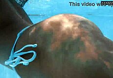 The best MILF of all time, Angelica, swims naked in the pool