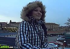 Young European amateur girls masturbate and have sex in a mall