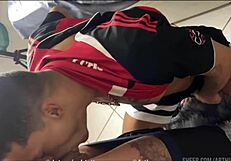 POV homemade video of a big cock owner getting a blowjob and fuck after playing football