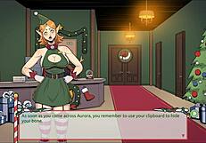 Claus Secret Surprise Xmas Hentai Game Ep 5 Femboy Covers Santa Elf Face with Cum