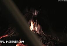 A hot threesome with blonde Gina Gerson around the campfire