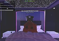 Black beauty gets paws up with big cock in Roblox porn