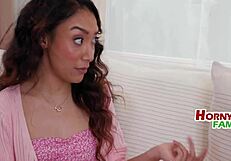 Petite teen gets her shaved pussy pounded by stepdad