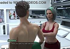 3D cartoon with femdom mistress who owes kisses in Space 115