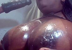 Beautiful girl gets choked while giving a deepthroat blowjob to a black man with a big dick