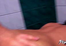 Skinny teen gets a deepthroat cumshot in the pool
