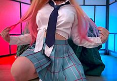 Beautiful anime girl Bella Hentaigirl in sexy costumes, amateur dildo action