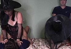 Two hot witches have an orgy on Halloween and do not hold back with the anal sex