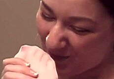 Femdom pantyhose fetish action with a lick and tease