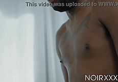 Curly guy worships my huge cock in gay scenes