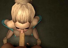 Beautiful adult film with 3D animation of a blonde bombshell giving a deepthroat blowjob