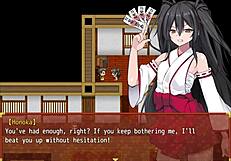 Masturbating shrine maiden in anime game