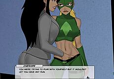 Cheerleader Artemis and Cheshire play a naughty game