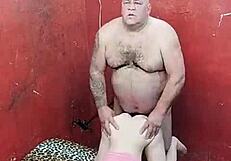 Muscular gay's belly always craves warm milk in the ass