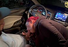 My friend and I teased my boss in his car and gave him a facial