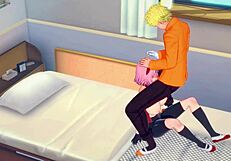 Horny schoolgirl Sakura and Naruto have wild sex session