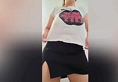 Beautiful student with perfect body shows off her big natural tits and great ass