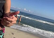 Two Unknown Girls Watch Me Masturbate on Beach and Join In