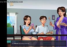 Visual novel adventure with animated characters in the summer-themed game Summertime Saga