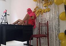 Indian birthday girl's dark pussy revealed in homemade video