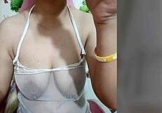 Juliana, the hairy otter with big boobs and natural tits masturbates