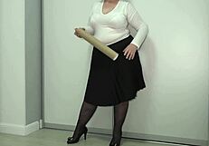 Amateur teacher's big ass and tits in solo shoot