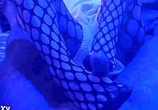 Beautiful women in nylons and leggings give great footjobs