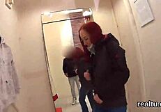 European shop girl gets undressed and fucked in public