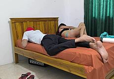 Masturbating as a tired husband prefers rest at home