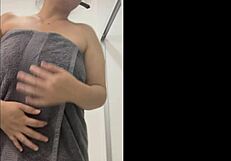 Married woman strips and takes a shower in front of the camera