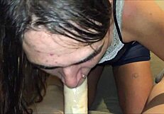 Petite girl gets dominated and gagged during anal sex