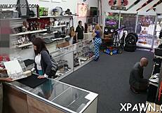Sluts sucking and getting fucked in shop
