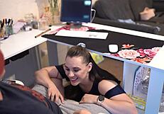 Boss and secretary indulge in steamy Zoom call session