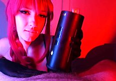 A beautiful brunette meets her man’s needs with a new sex toy and a blowjob