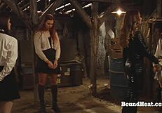 Horny lesbian mistress fantasizes about dominating her naked slave