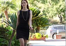 Redhead Erin convinces friend for a hot DP session