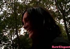 A classy European woman gets a big cock in her ass in a doggy style fuck