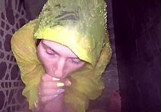 Horny girlfriend gives deepthroat blowjob in the shower