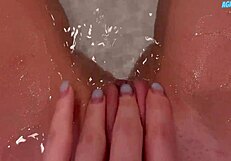 Small boobed homemade brunette gets off in the bathroom