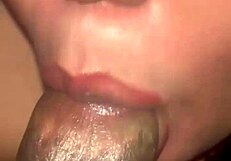 Lactating beauty gives a 1 on 1 blowjob with oral fixation